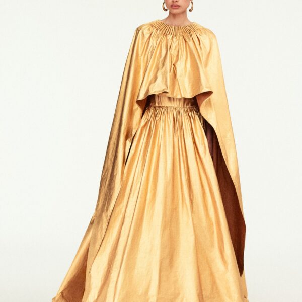 Schiaparelli Ruched Cape Dress Dresses in Schiaparelli Authentic Luxury Fashion at Coveti