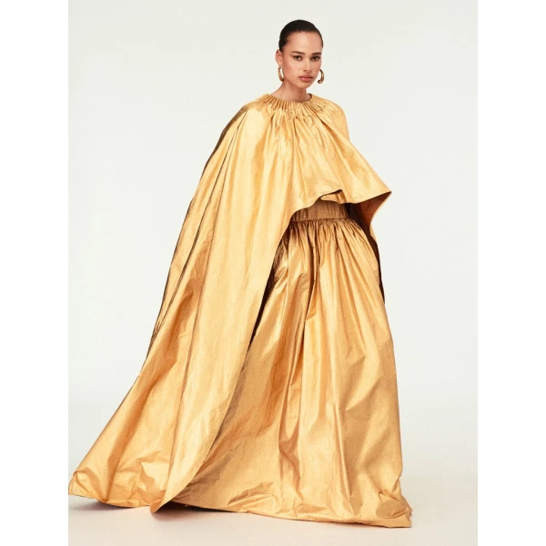 Schiaparelli Ruched Cape Dress Dresses in Schiaparelli Authentic Luxury Fashion at Coveti