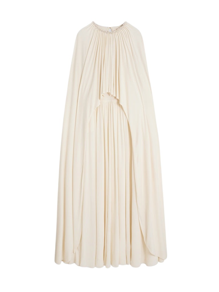 Schiaparelli Ruched Cape Dress Dresses in Schiaparelli Authentic Luxury Fashion at Coveti