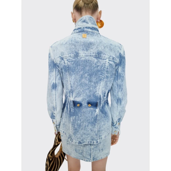 Schiaparelli Safari Denim Shirt Tops in Schiaparelli Authentic Luxury Fashion at Coveti