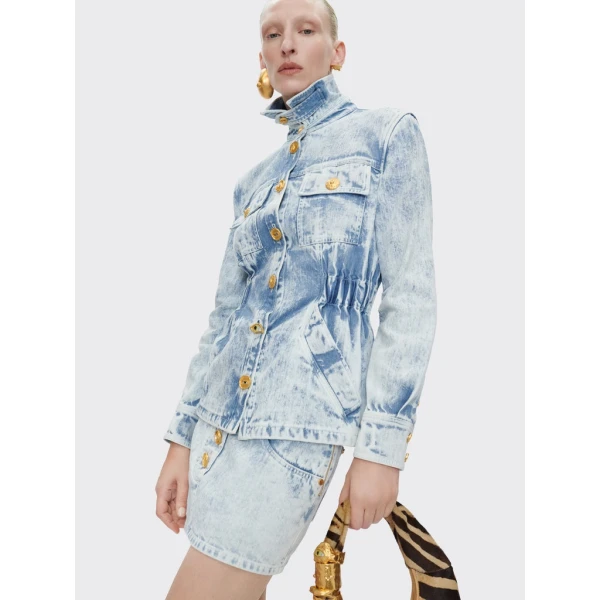 Schiaparelli Safari Denim Shirt Tops in Schiaparelli Authentic Luxury Fashion at Coveti