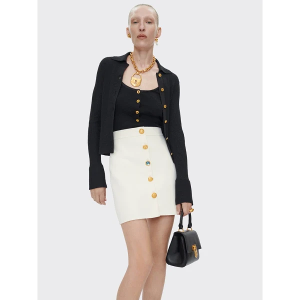 Schiaparelli Satin Bias Cardigan Knitwear in Schiaparelli Authentic Luxury Fashion at Coveti