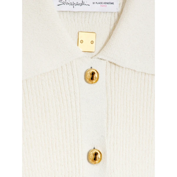 Schiaparelli Satin Bias Cardigan Knitwear in Schiaparelli Authentic Luxury Fashion at Coveti