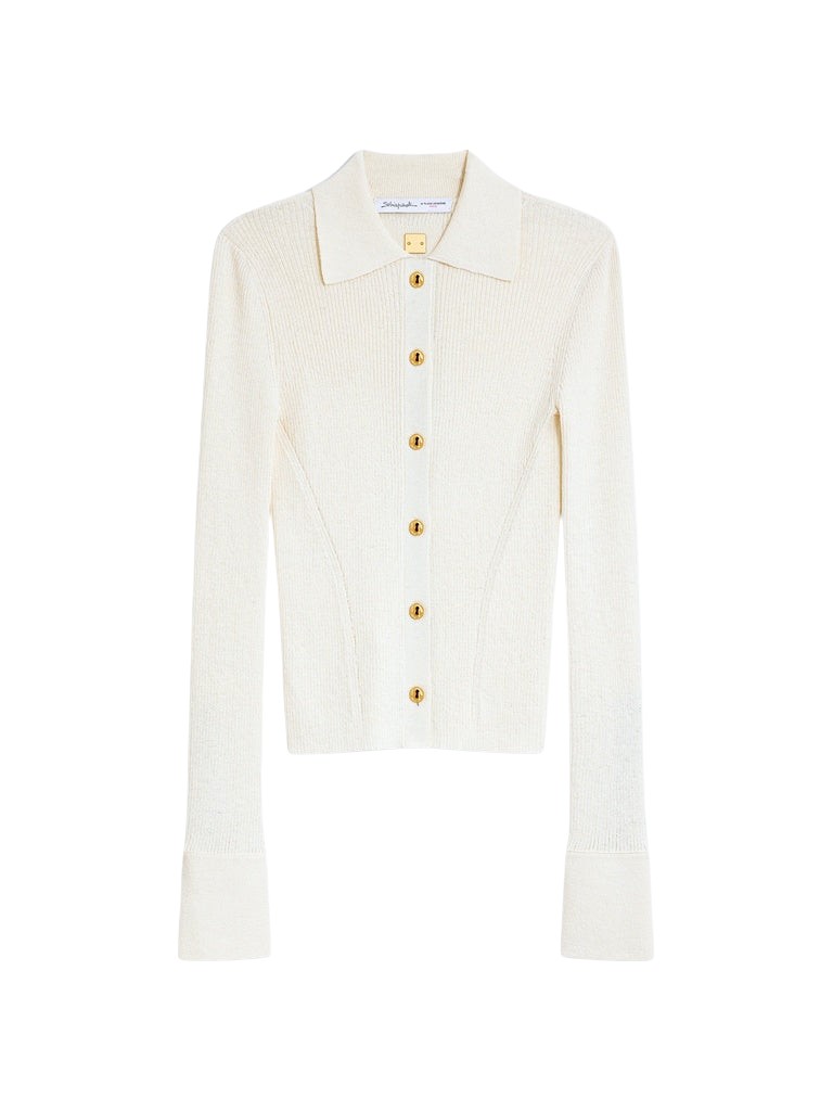 Schiaparelli Satin Bias Cardigan Knitwear in Schiaparelli Authentic Luxury Fashion at Coveti