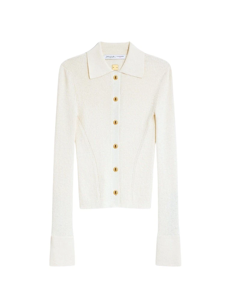Schiaparelli-Satin-Bias-Cardigan89331_nobg Schiaparelli Satin Bias Cardigan Knitwear in Schiaparelli Authentic Luxury Fashion at Coveti