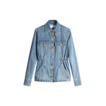 Schiaparelli Smocked Safari Denim Shirt Tops in Schiaparelli Authentic Luxury Fashion at Coveti