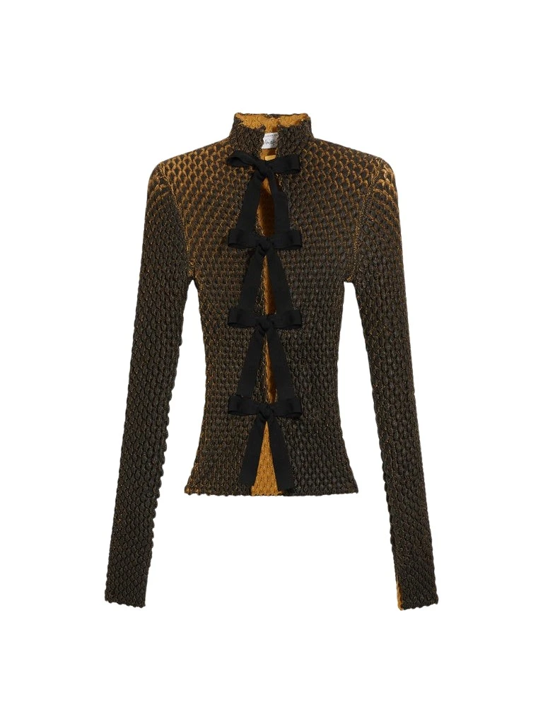 Schiaparelli-Snake-Scale-Trompe-LOeil-Cardigan14427_nobg Schiaparelli Snake Scale Trompe L'Oeil Cardigan Knitwear in Schiaparelli Authentic Luxury Fashion at Coveti