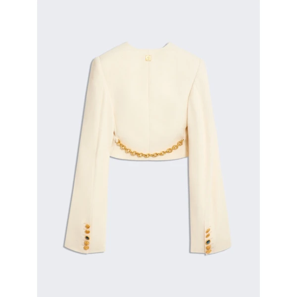 Schiaparelli Square-Shouldered Collareless Jacket Jackets in Schiaparelli Authentic Luxury Fashion at Coveti