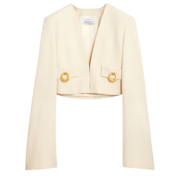 Schiaparelli Square-Shouldered Collareless Jacket Jackets in Schiaparelli Authentic Luxury Fashion at Coveti
