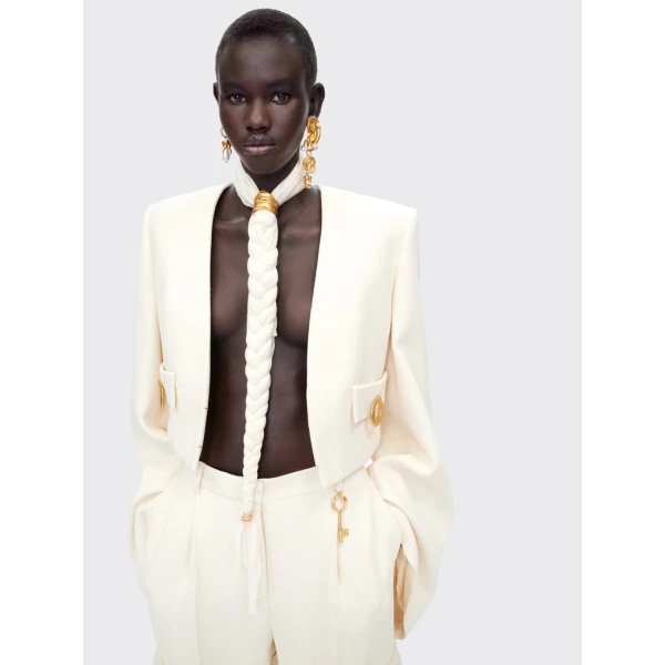 Schiaparelli Square-Shouldered Collareless Jacket Jackets in Schiaparelli Authentic Luxury Fashion at Coveti