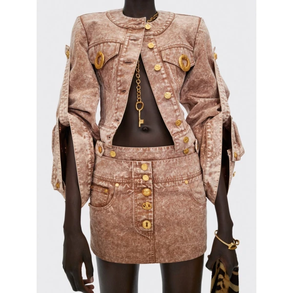 Schiaparelli Square-Shouldered Collareless Jacket Jackets in Schiaparelli Authentic Luxury Fashion at Coveti