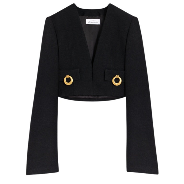 Schiaparelli Square-Shouldered Collarless Jacket Jackets in Schiaparelli Authentic Luxury Fashion at Coveti