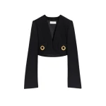 Schiaparelli Square-Shouldered Collarless Jacket Jackets in Schiaparelli Authentic Luxury Fashion at Coveti