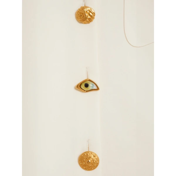 Schiaparelli Straight Bijoux Buttons Shirt Tops in Schiaparelli Authentic Luxury Fashion at Coveti
