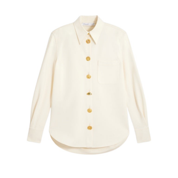 Schiaparelli Straight Bijoux Buttons Shirt Tops in Schiaparelli Authentic Luxury Fashion at Coveti