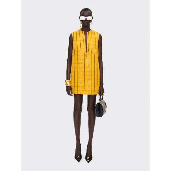 Schiaparelli Textured Linen Sleeveless Dress Dresses in Schiaparelli Authentic Luxury Fashion at Coveti
