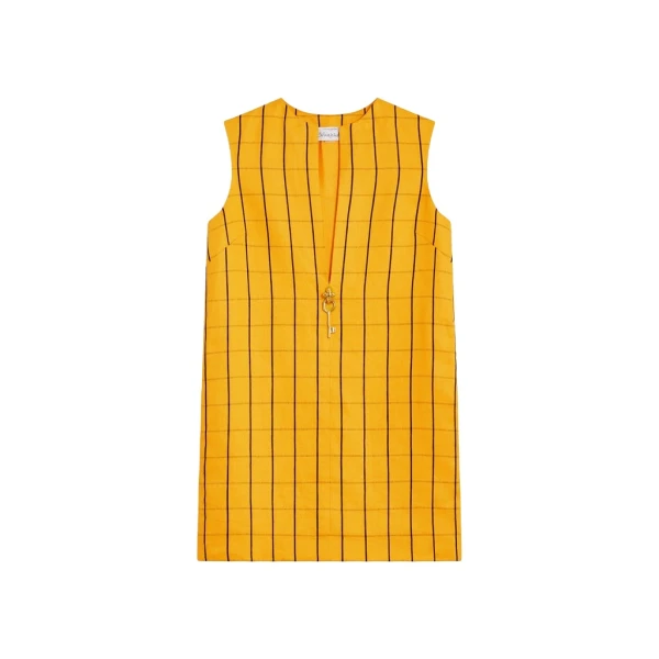 Schiaparelli Textured Linen Sleeveless Dress Dresses in Schiaparelli Authentic Luxury Fashion at Coveti