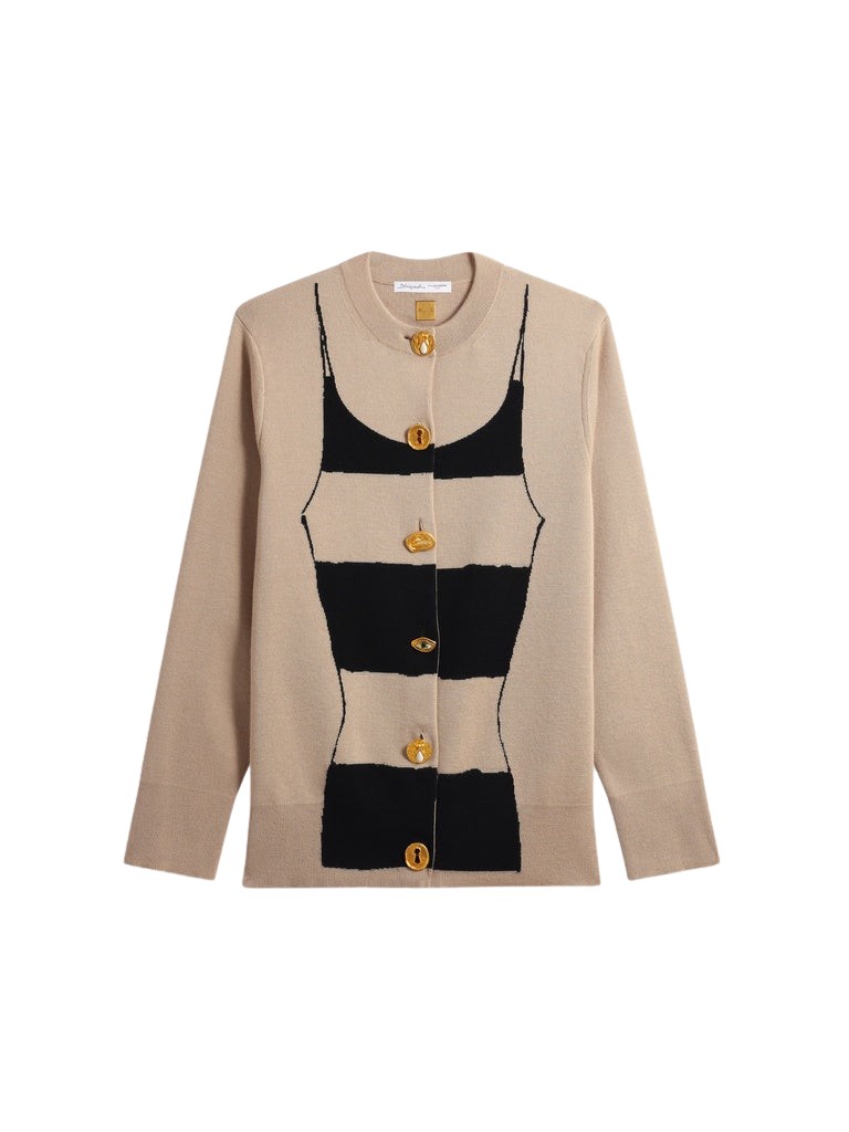Schiaparelli Trompe L'Oeil Cardigan Knitwear in Schiaparelli Authentic Luxury Fashion at Coveti