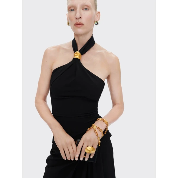 Schiaparelli Twisted Bijou Halter Dress Dresses in Schiaparelli Authentic Luxury Fashion at Coveti