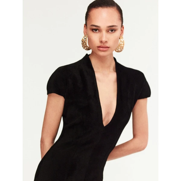 Schiaparelli Velvet-Effect Knitted Dress Dresses in Schiaparelli Authentic Luxury Fashion at Coveti