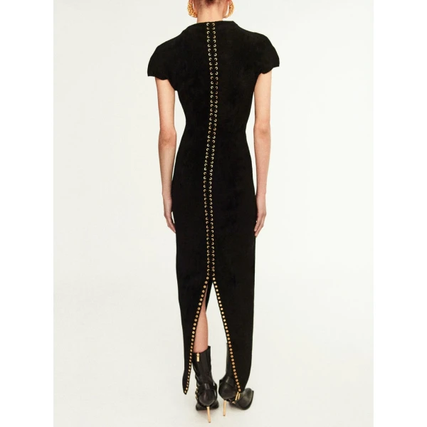 Schiaparelli Velvet-Effect Knitted Dress Dresses in Schiaparelli Authentic Luxury Fashion at Coveti