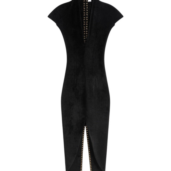 Schiaparelli Velvet-Effect Knitted Dress Dresses in Schiaparelli Authentic Luxury Fashion at Coveti