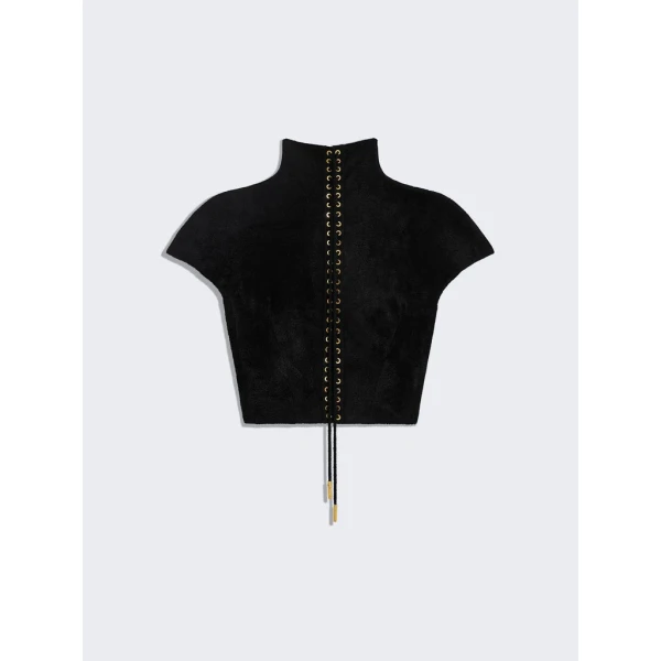 Schiaparelli Velvet-Effect Knitted Jumper Knitwear in Schiaparelli Authentic Luxury Fashion at Coveti