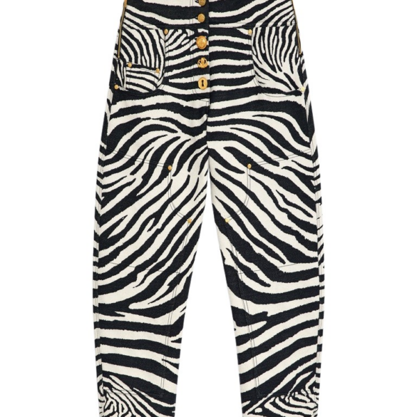 Schiaparelli Zebra Cowboy Pants Pants in Schiaparelli Authentic Luxury Fashion at Coveti