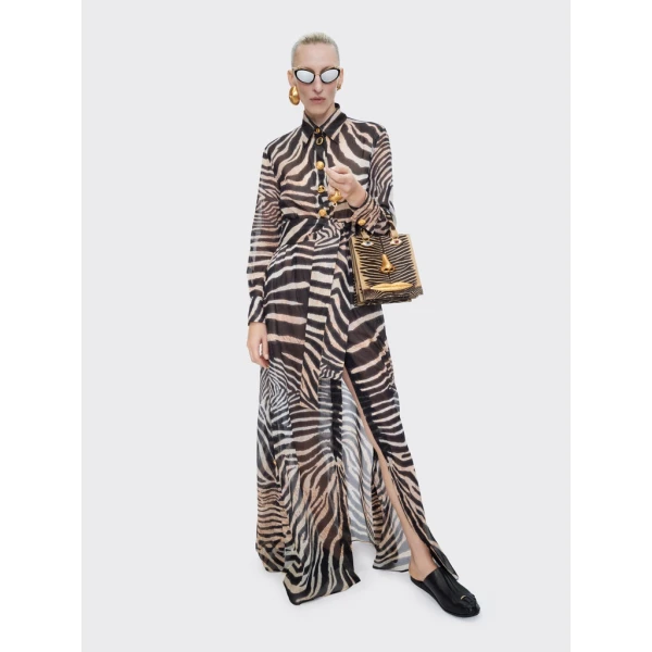 Schiaparelli Zebra Shirt Dress Dresses in Schiaparelli Authentic Luxury Fashion at Coveti