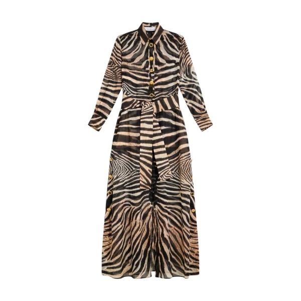 Schiaparelli Zebra Shirt Dress Dresses in Schiaparelli Authentic Luxury Fashion at Coveti