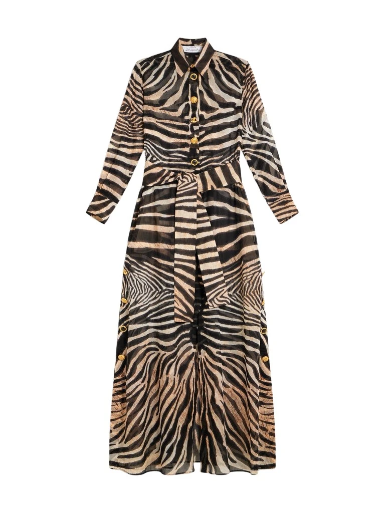 Schiaparelli-Zebra-Shirt-Dress14671_nobg Schiaparelli Zebra Shirt Dress Dresses in Schiaparelli Authentic Luxury Fashion at Coveti