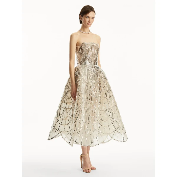 Oscar de la Renta Sequin & Crystal Scallop Embroidered Gown - Oscar de la Renta Dresses - American Couture - Shop at Coveti