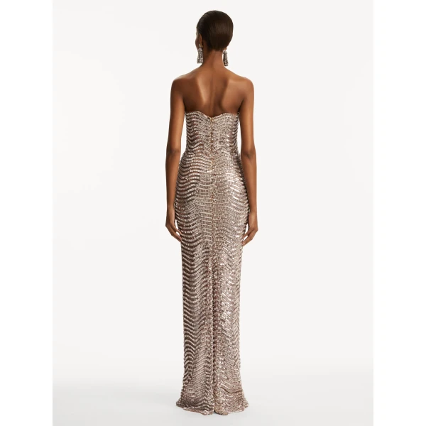 Oscar de la Renta Sequin & Crystal Wave Embroidered Gown - Oscar de la Renta Dresses - American Couture - Shop at Coveti