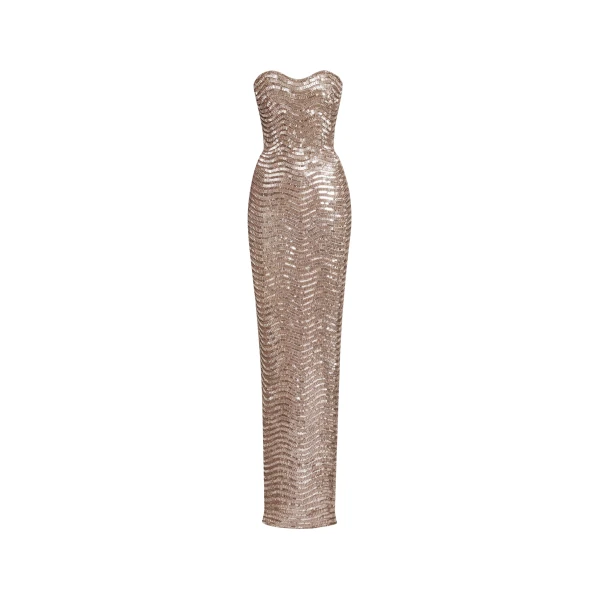 Oscar de la Renta Sequin & Crystal Wave Embroidered Gown - Oscar de la Renta Dresses - American Couture - Shop at Coveti