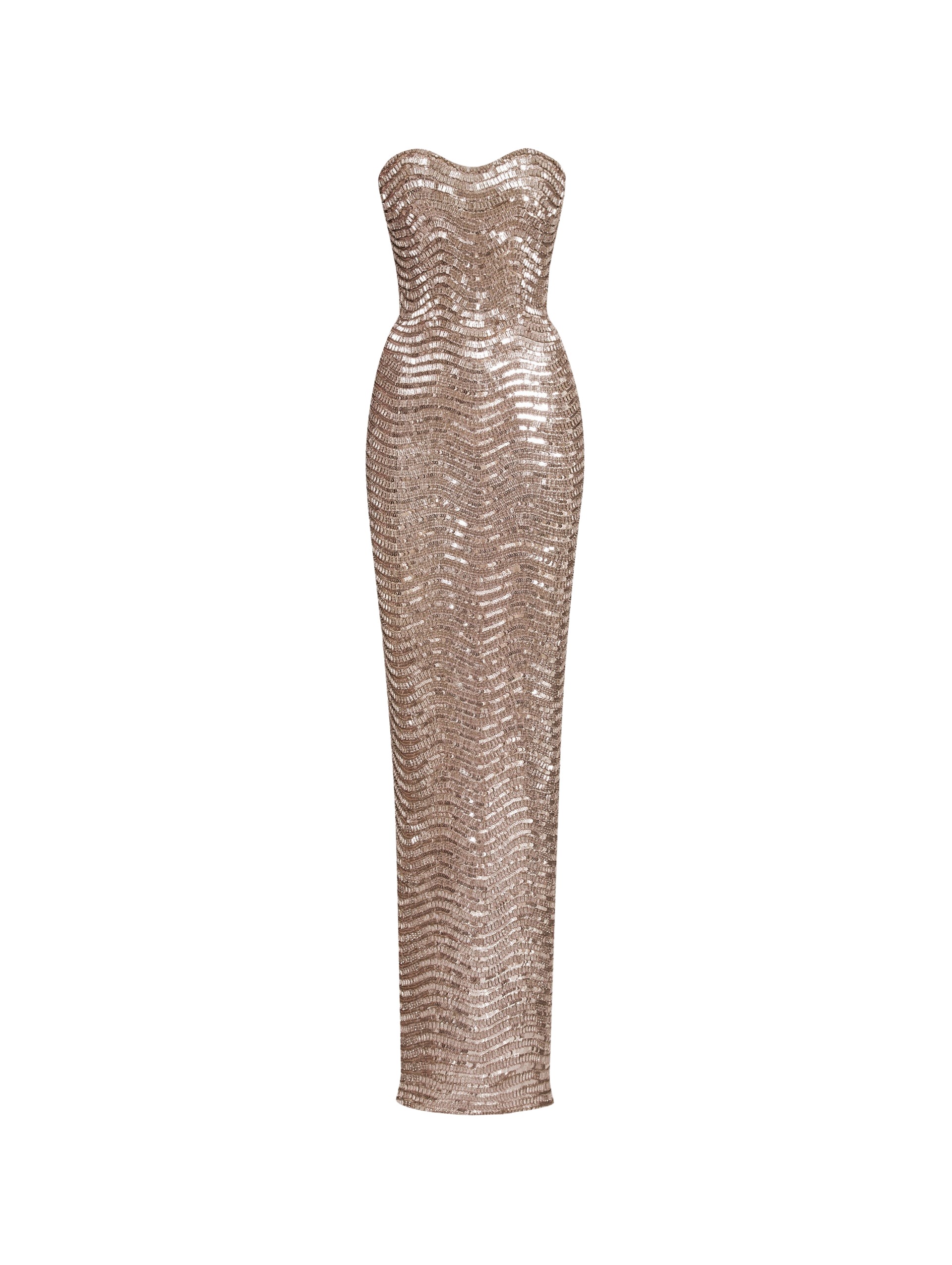 Oscar de la Renta Sequin & Crystal Wave Embroidered Gown