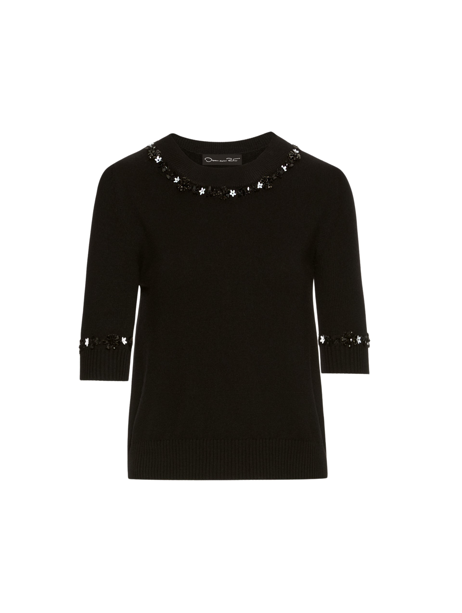 Oscar de la Renta Sequin Floret Trim Pullover - Oscar de la Renta Knitwear - American Couture - Shop at Coveti