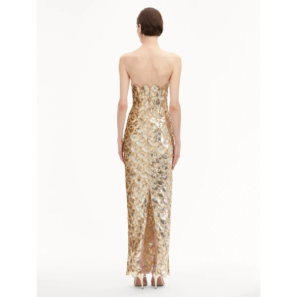Oscar de la Renta Sequin Scallop Embroidered Gown - Oscar de la Renta Dresses - American Couture - Shop at Coveti