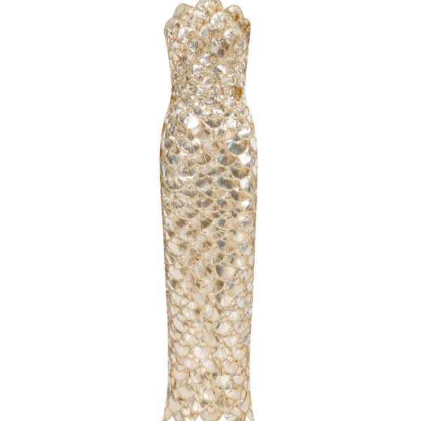 Oscar de la Renta Sequin Scallop Embroidered Gown - Oscar de la Renta Dresses - American Couture - Shop at Coveti