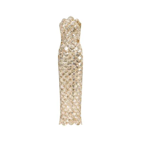 Oscar de la Renta Sequin Scallop Embroidered Gown - Oscar de la Renta Dresses - American Couture - Shop at Coveti