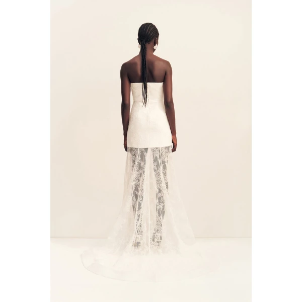 Shona Joy Elysian Hand Crafted Strapless Lace Gown - Shona Joy Dresses - Australian Designer Fashion at Coveti