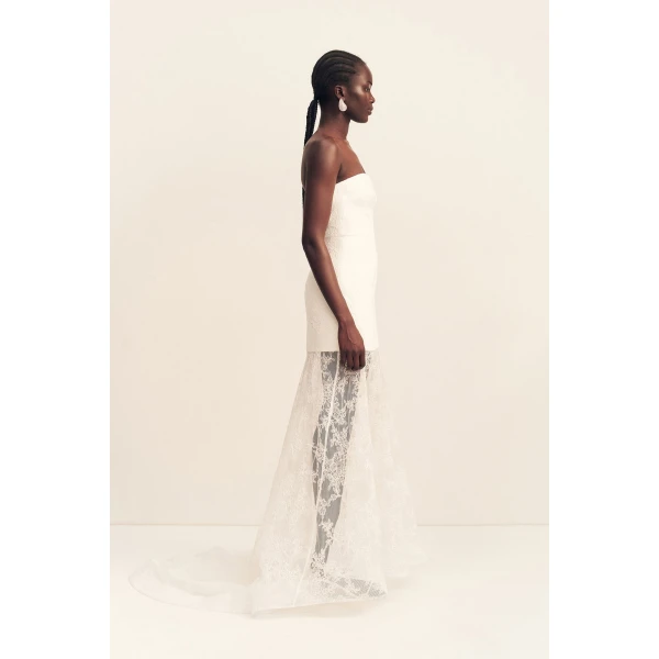 Shona Joy Elysian Hand Crafted Strapless Lace Gown - Shona Joy Dresses - Australian Designer Fashion at Coveti