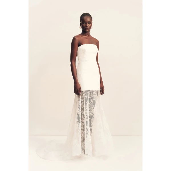 Shona Joy Elysian Hand Crafted Strapless Lace Gown - Shona Joy Dresses - Australian Designer Fashion at Coveti