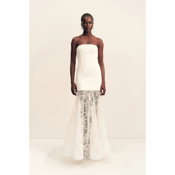 Shona Joy Elysian Hand Crafted Strapless Lace Gown - Shona Joy Dresses - Australian Designer Fashion at Coveti