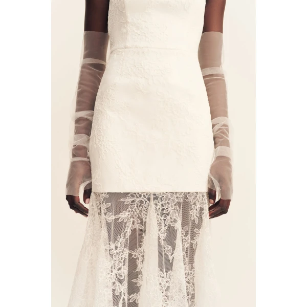 Shona Joy Elysian Hand Crafted Strapless Lace Gown - Shona Joy Dresses - Australian Designer Fashion at Coveti