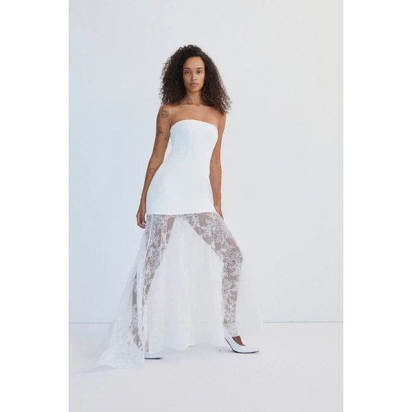 Shona Joy Elysian Hand Crafted Strapless Lace Gown - Shona Joy Dresses - Australian Designer Fashion at Coveti