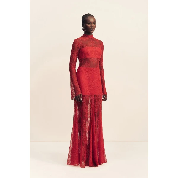 Shona Joy Labyrinth Lace High Neck Maxi Dress - Shona Joy Dresses - Australian Designer Fashion at Coveti