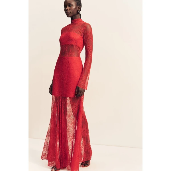 Shona Joy Labyrinth Lace High Neck Maxi Dress - Shona Joy Dresses - Australian Designer Fashion at Coveti