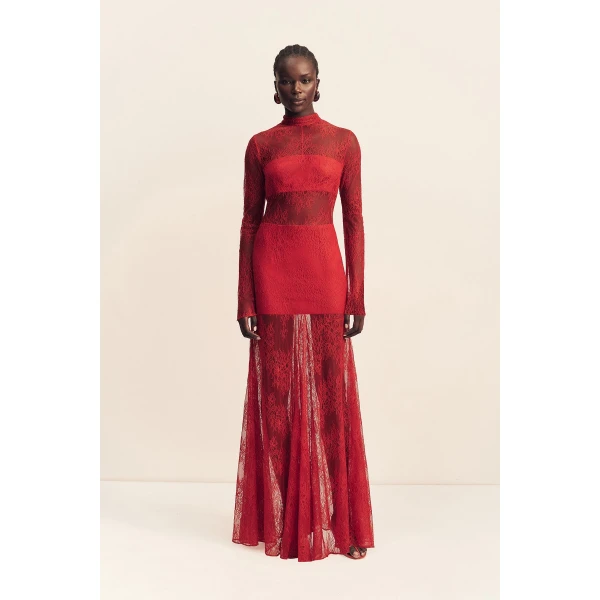 Shona Joy Labyrinth Lace High Neck Maxi Dress - Shona Joy Dresses - Australian Designer Fashion at Coveti