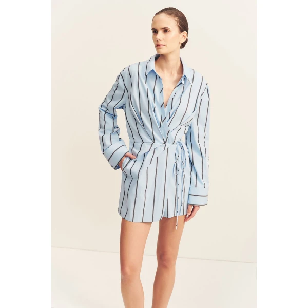 Shona Joy Saxon Draped Shirt Mini Dress - Shona Joy Dresses - Australian Designer Fashion at Coveti