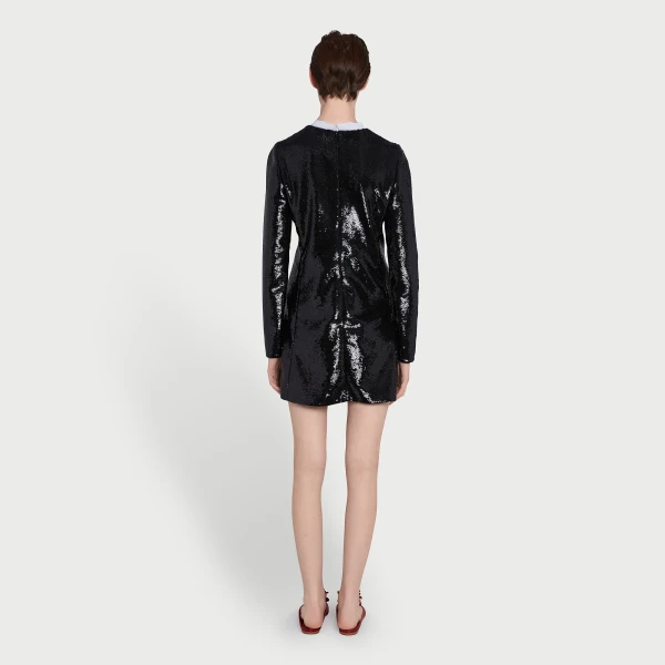 Giambattista Valli Short Black Sequin Dress With Self-Tie Neck - Giambattista Valli Dresses - Romantic Couture - Shop at Coveti